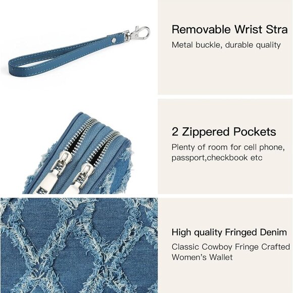 Women's Wallet Large Capacity Double Zip Ladies Card Phone Holder RFID Blocking - Picture 6 of 9